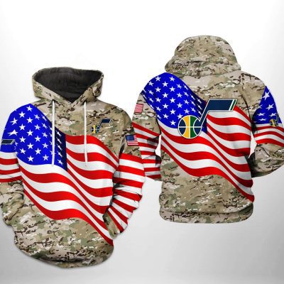 NBA Utah Jazz US FLAG CAMO VETERAN Pullover Hoodie