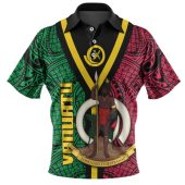 Australia South Sea Islanders Polo Shirt - Vanuatu Polynesian Flag With Coat Of Arm Polo Shirt