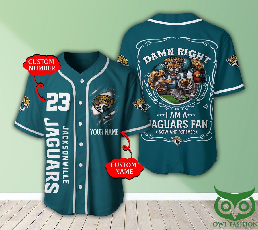 NFL Jacksonville Jaguars Custom Name Number Mascot Baseball Jersey NFL Jacksonville Jaguars Custom Name Number Mascot Baseball Jersey