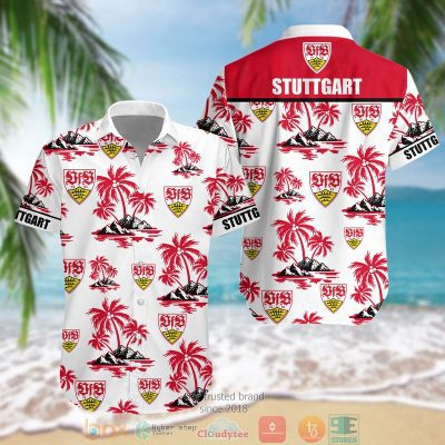VfB Stuttgart Coconut Tree White Red Hawaiian Shirt