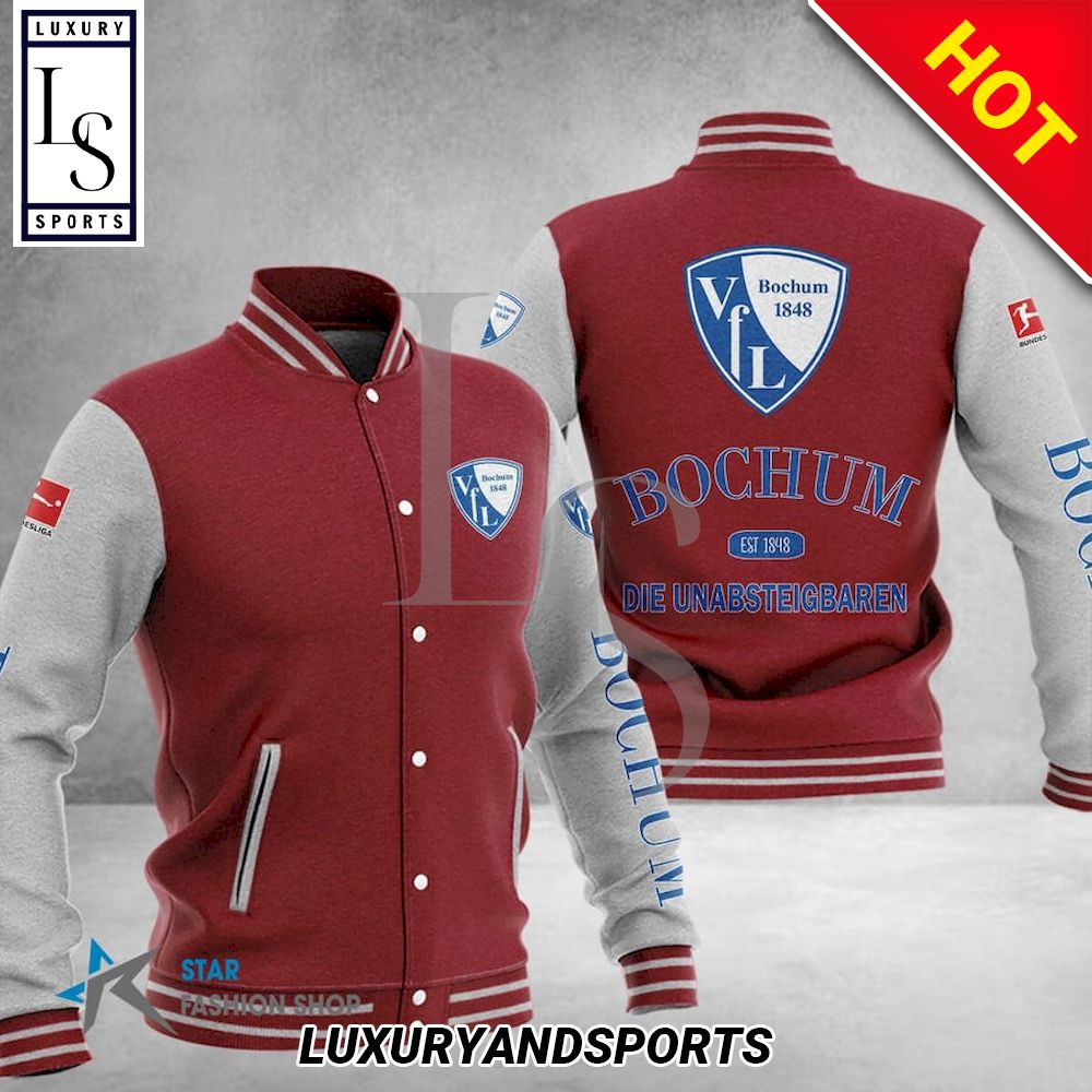VfL Bochum 1848 Maroon White Baseball Jacket VfL Bochum 1848 Maroon White Baseball Jacket