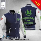 VfL Wolfsburg Dark Blue White Baseball Jacket