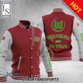 VfL Wolfsburg Maroon White Baseball Jacket