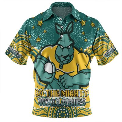 Australia Wallabies Custom Polo Shirt - Custom With Aboriginal Inspired Style Of Dot Painting Patterns  Polo Shirt