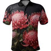 Australia Waratah Polo Shirt - White Waratah Flowers Fine Art Ver1 Polo Shirt