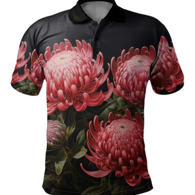 Australia Waratah Polo Shirt - Red Waratah Flowers Fine Art Ver1 Polo Shirt