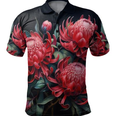 Australia Waratah Polo Shirt - Red Waratah Flowers Fine Art Ver2 Polo Shirt