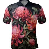 Australia Waratah Polo Shirt - Red Waratah Flowers Fine Art Ver3 Polo Shirt