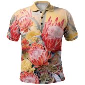 Australia Waratah Polo Shirt - Red Orange Waratah Flowers Art Polo Shirt
