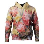 Australia Waratah Hoodie - Red Orange Waratah Flowers Art Hoodie