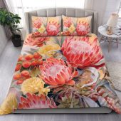 Australia Waratah Bedding Set - Red Orange Waratah Flowers Art Bedding Set