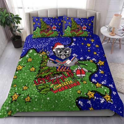 New Zealand Warriors Christmas Custom Bedding Set - Let's Get Lit Chrisse Pressie Bedding Set