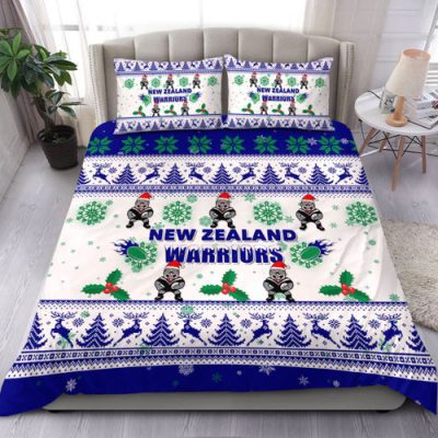 New Zealand Warriors Christmas Bedding Set - New Zealand Warriors Special Ugly Christmas Bedding Set