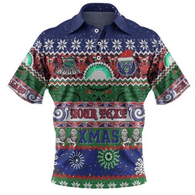 New Zealand Warriors Christmas Maori Custom Polo Shirt - Indigenous Knitted Ugly Xmas Style Polo Shirt