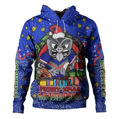 New Zealand Warriors Christmas Custom Hoodie - Merry Christmas Our Beloved Team With Aboriginal Dot Art Pattern Hoodie