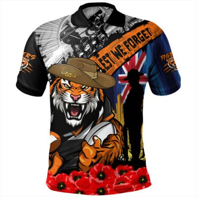 Wests Tigers Polo Shirt United In Spirit Anzac Day Tribute