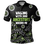 Australia Aboriginal Polo Shirt - Walking with 3000 Ancestors Behind Me Black and Green Patterns Polo Shirt