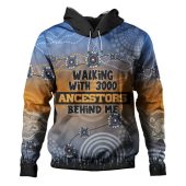 Australia Aboriginal Hoodie - Walking with 3000 Ancestors Behind Me Black and Orange Patterns Hoodie