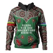 Australia Aboriginal Hoodie - Walking with 3000 Ancestors Behind Me Black and Green Patterns Hoodie