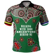 Australia Aboriginal Polo Shirt - Walking with 3000 Ancestors Behind Me Black and Green Patterns Polo Shirt