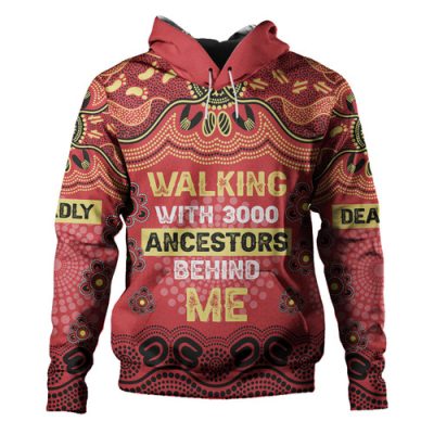 Australia Aboriginal Hoodie - Walking with 3000 Ancestors Behind Me Red and Gold Patterns Hoodie
