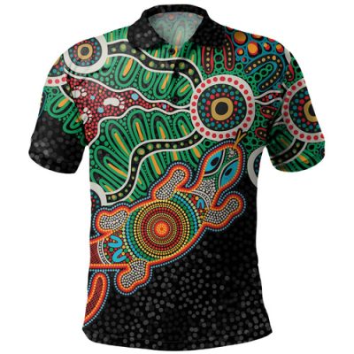 Australia Aboriginal Polo Shirt - Walking with 3000 Ancestors Behind Me Black Polo Shirt