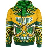 Wallabies Rugby Hoodie - Custom Kangaroo Rugby Ball Aboriginal Inspired Curve Style Hoodie