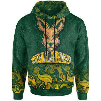 Wallabies Rugby Hoodie - Custom Wallabies Aboriginal Inspired With Animals Hoodie