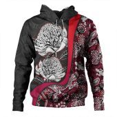 Australia  Warratah Goanna Aboriginal Hoodie - Waratah Flowers With Red Lizards, Stones, Sand Dot Art Painting Inspired Hoodie