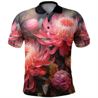 Australia Waratah Polo Shirt - Waratah Oil Painting Abstract Ver1 Polo Shirt