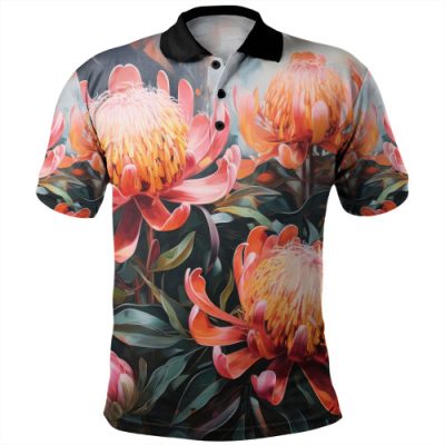 Australia Waratah Polo Shirt - Waratah Oil Painting Abstract Ver2 Polo Shirt