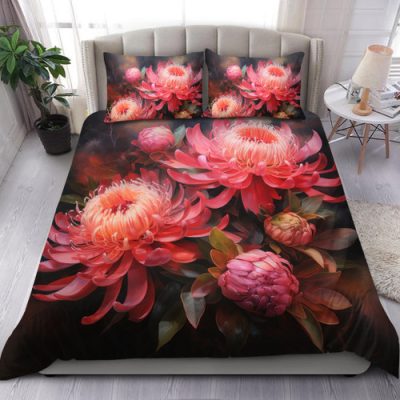 Australia Waratah Bedding Set - Waratah Oil Painting Abstract Ver1 Bedding Set