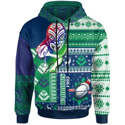 Canberra Raiders Hoodie - Custom Christmas Snowflakes New Zealand Warriors Mascot Hoodie