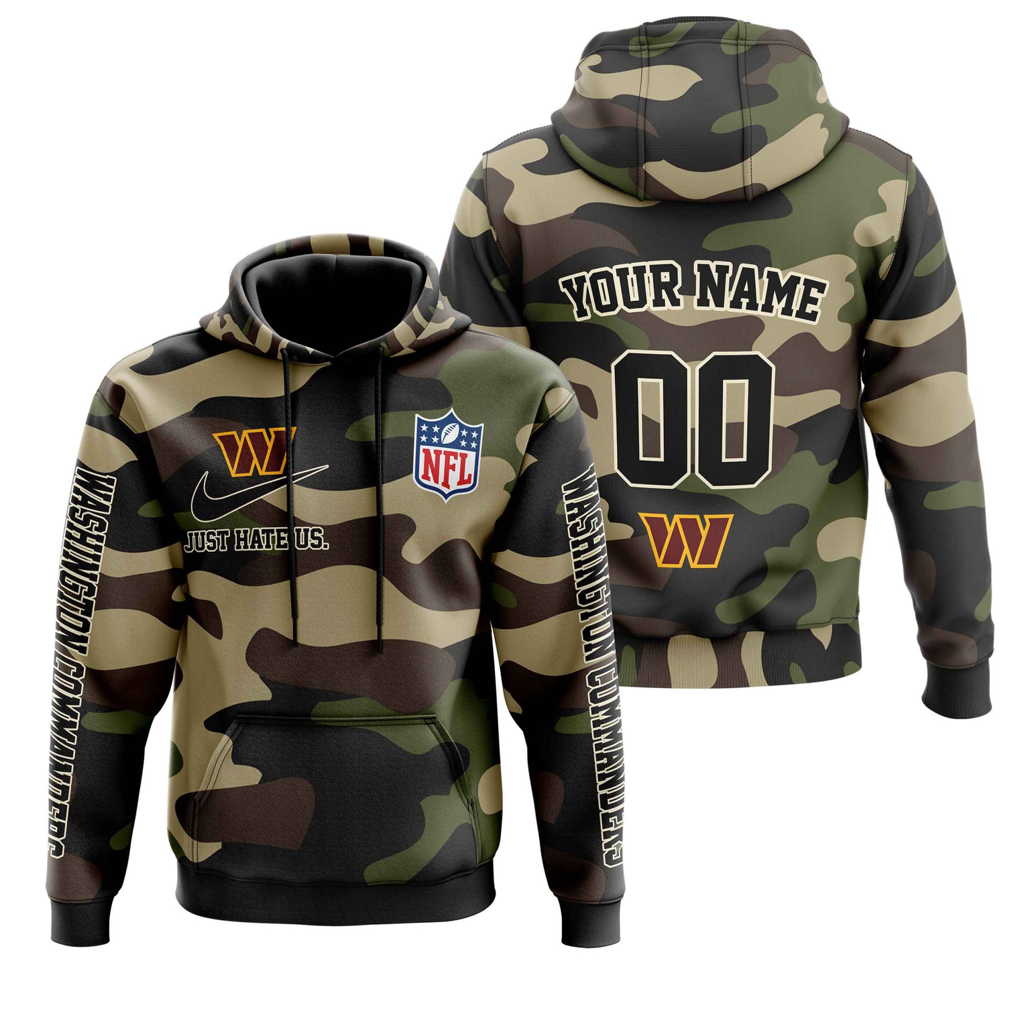 NFL Washington Commanders Custom Name Number Camo Style Pullover Hoodie NFL Washington Commanders Custom Name Number Camo Style Pullover Hoodie