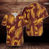 NFL Washington Commanders Yellow Leaf Hawaiian Shirt