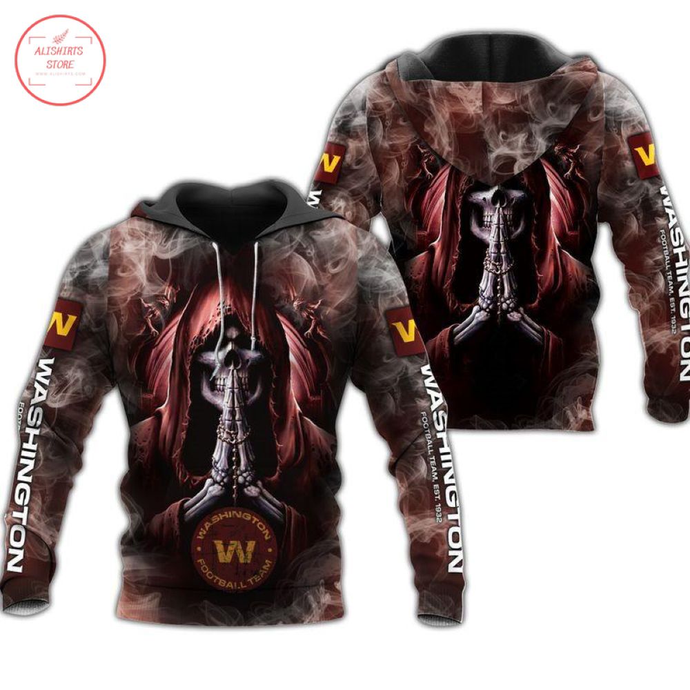 NFL Washington Commanders Death Skull Prayer Pullover Hoodie NFL Washington Commanders Death Skull Prayer Pullover Hoodie