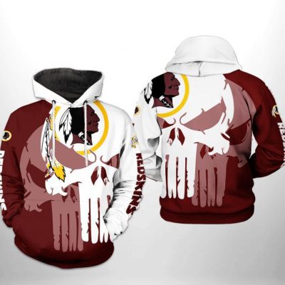 NFL Washington Redskins White Skull Pullover Hoodie