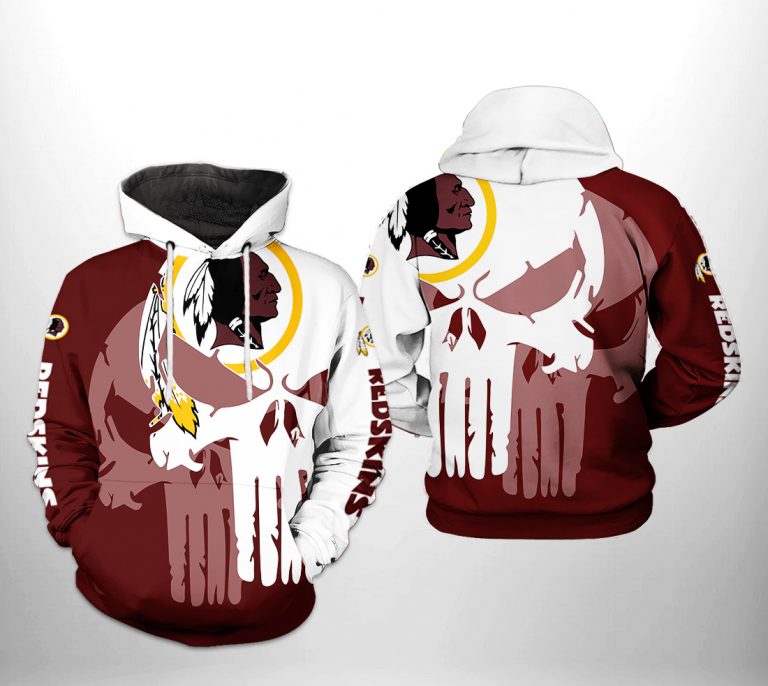 NFL Washington Redskins White Skull Pullover Hoodie NFL Washington Redskins White Skull Pullover Hoodie