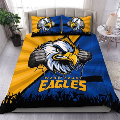 West Coast Eagles Bedding Set Breaking Through Fan Design