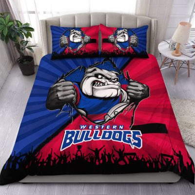 Western Bulldogs Bedding Set Breaking Through Fan Design