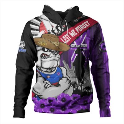 Western Bulldogs Hoodie ANZAC Day Honor Purple Valor And Spirit