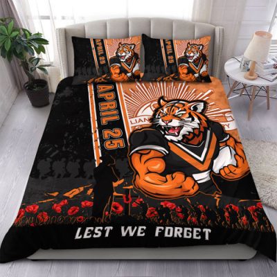 Wests Tigers Bedding Set Anzac Day Lest We Forget Strong Fighting Spirit