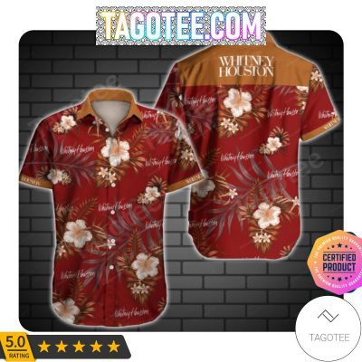 Whitney Houston Brown Tropical Floral White Aloha Hawaiian Shirt