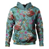 Australia Christmas Surfing Hoodie - Funny Santa Surfing Colorful Seamless Pattern Hoodie