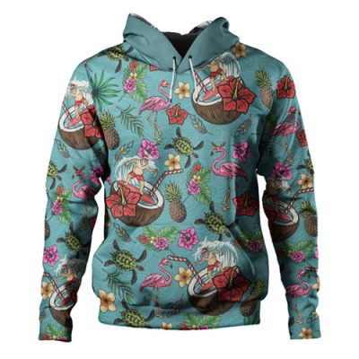 Australia Christmas Surfing Hoodie - Funny Santa Surfing Colorful Seamless Pattern Hoodie