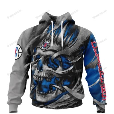 NBA Los Angeles Clippers Custom Name Number Gray Blue Pullover Hoodie