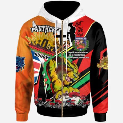 Penrith Panthers Hoodie - Custom Remembrance Penrith Panthers Anzac Quote With Poppy And Rosemary Hoodie