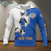 NBA New York Knicks White Blue Masoct Scratch Pullover Hoodie