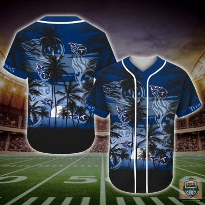 NFL Tennessee Titans Coconut Tree Navy Blue Baseball Jersey
