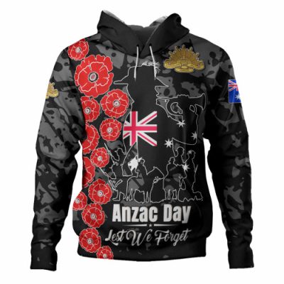 Australia  Anzac Custom Hoodie - Lest We Forget Black Style Hoodie